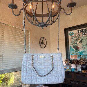 Kate Spade Quilted Leather Neutral Lavender Shoulder Bag Crossbody, EUC